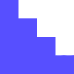 'n Blou trapagtige vorm met vier trappies verrys uit die onderste linkerhoek teen 'n wit agtergrond.